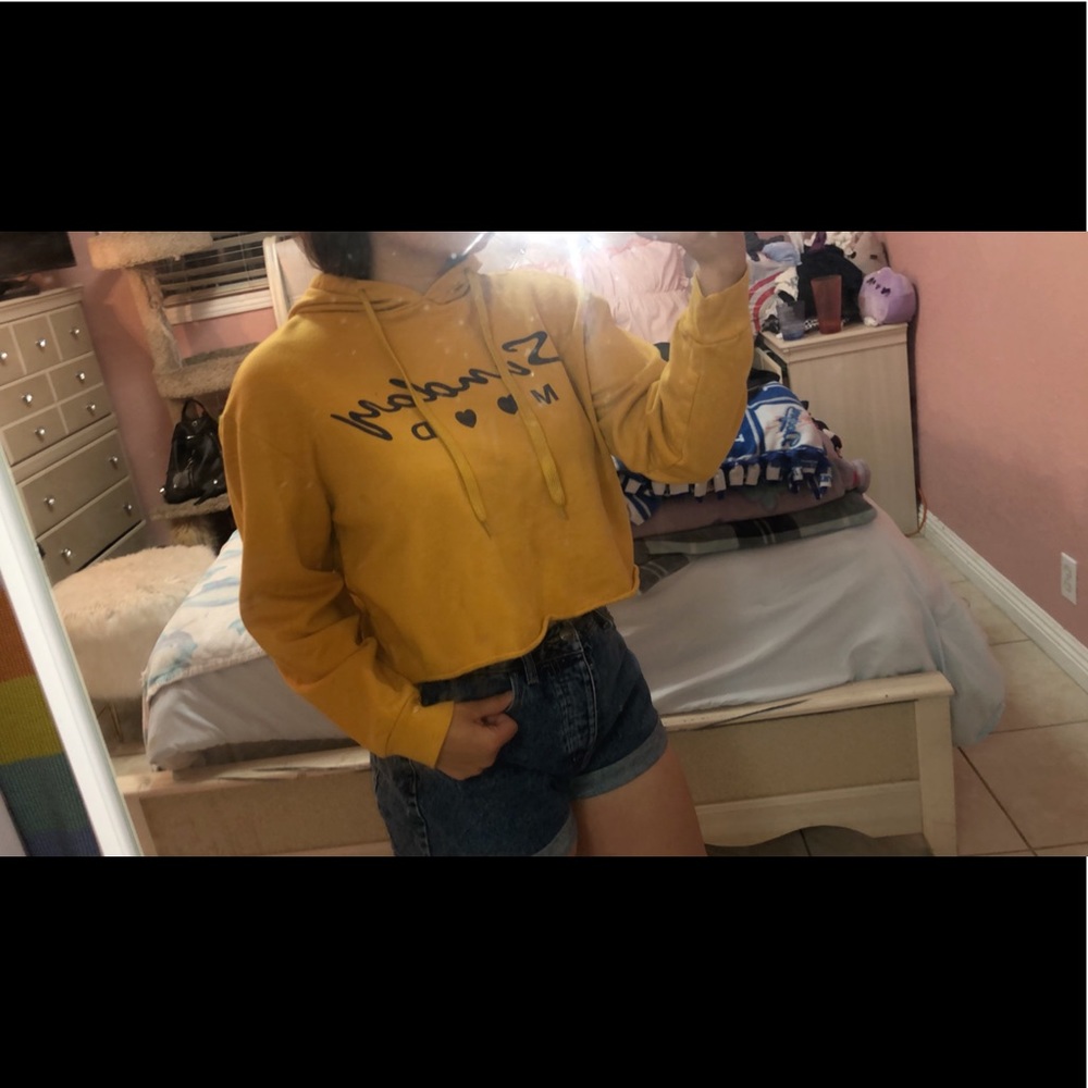 Yellow cropped hoodie